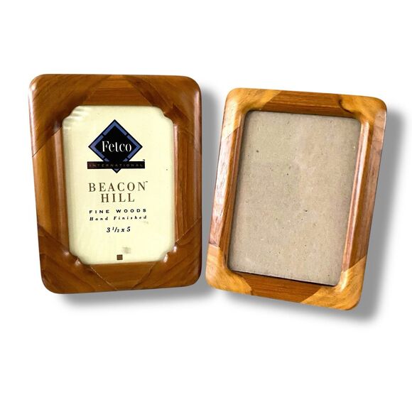 Fetco Beacon Hill Wooden Picture Frames Warm Brown Set Of Two 3.5”x5” Tabletop - Picture 1 of 6